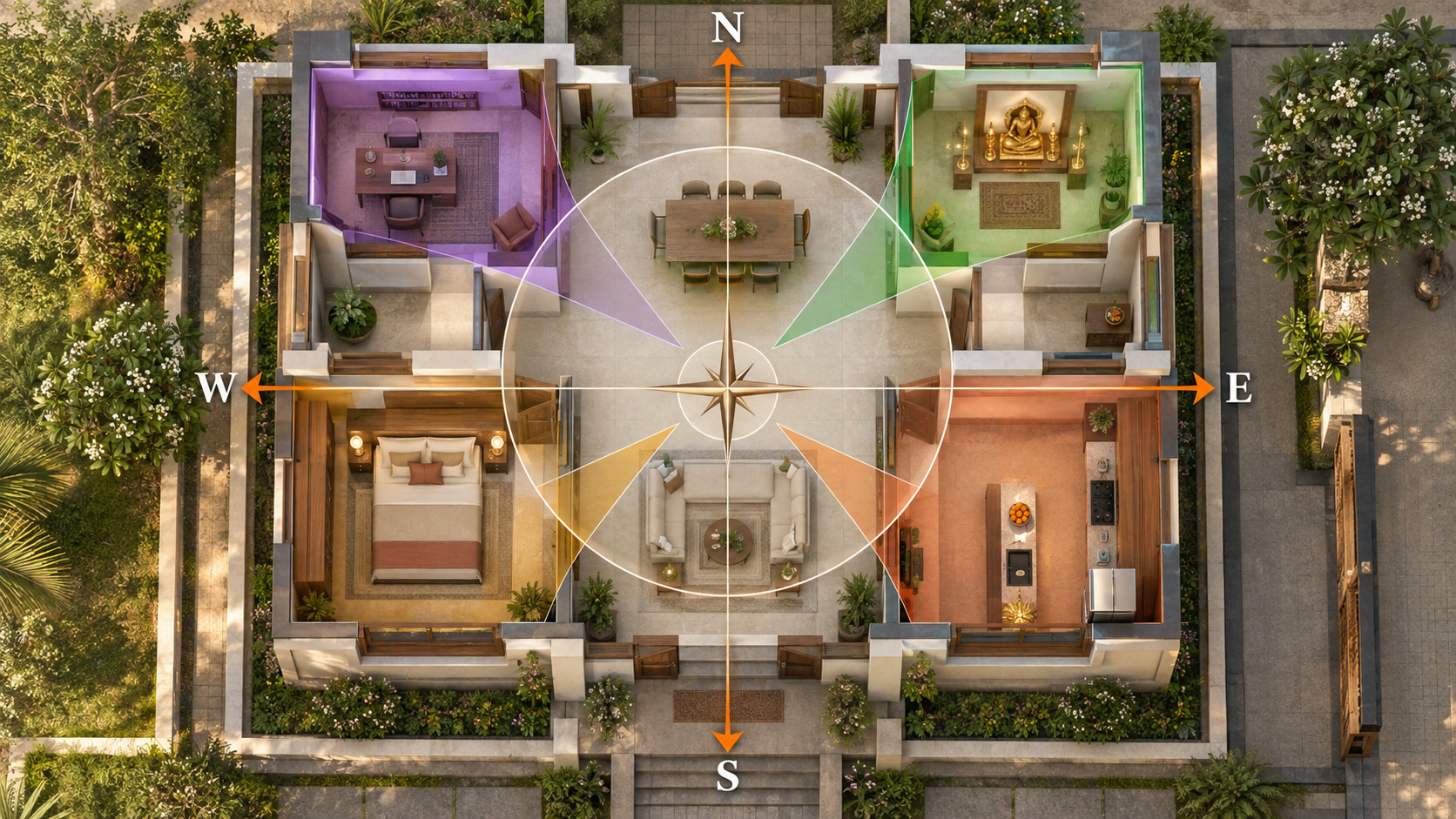 Direction guide: input, Vaastu analysis, and result